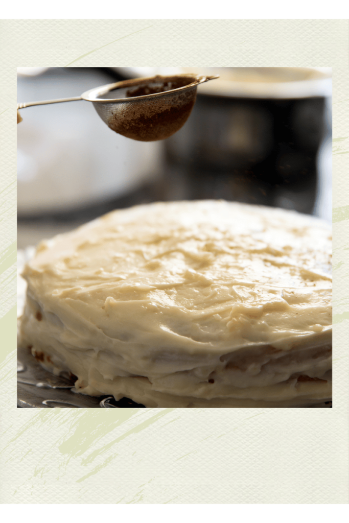 A photograph of a cake with icing to show the birthday tradition for kids of baking a cake together.